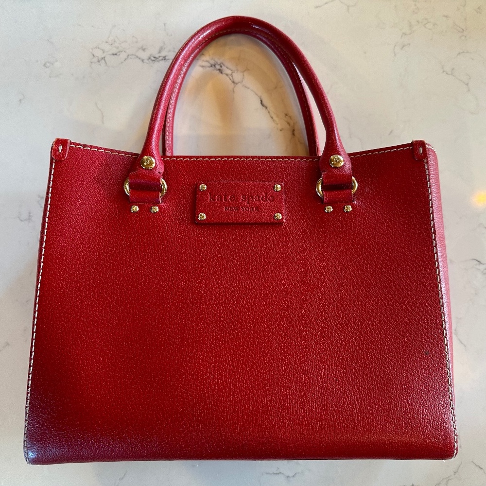 Kate Spade small red leather hand bag / tote